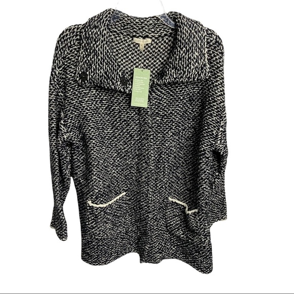 NWT Eileen Fisher Sz Medium Stand Collar Long Jacket Cotton Chunky Sweater $358 - Picture 1 of 6